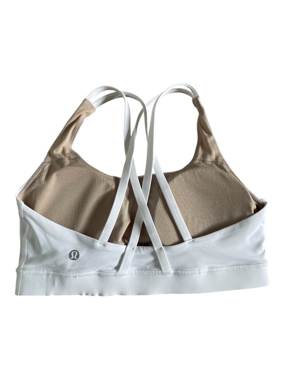 lululemon athletica White Strappy Sports Bra with Nude Interior